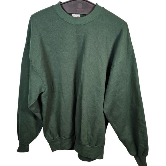 Vintage Jerzees Russell Sweatshirt Men's XL Made USA Blank Green Crewneck EUC - Picture 1 of 6